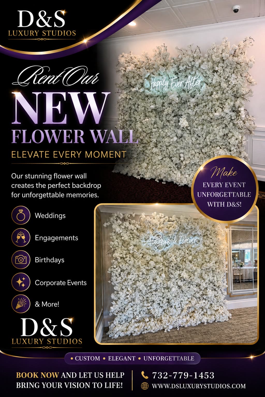D&S Luxury Studios — Rent Our New Flower Wall